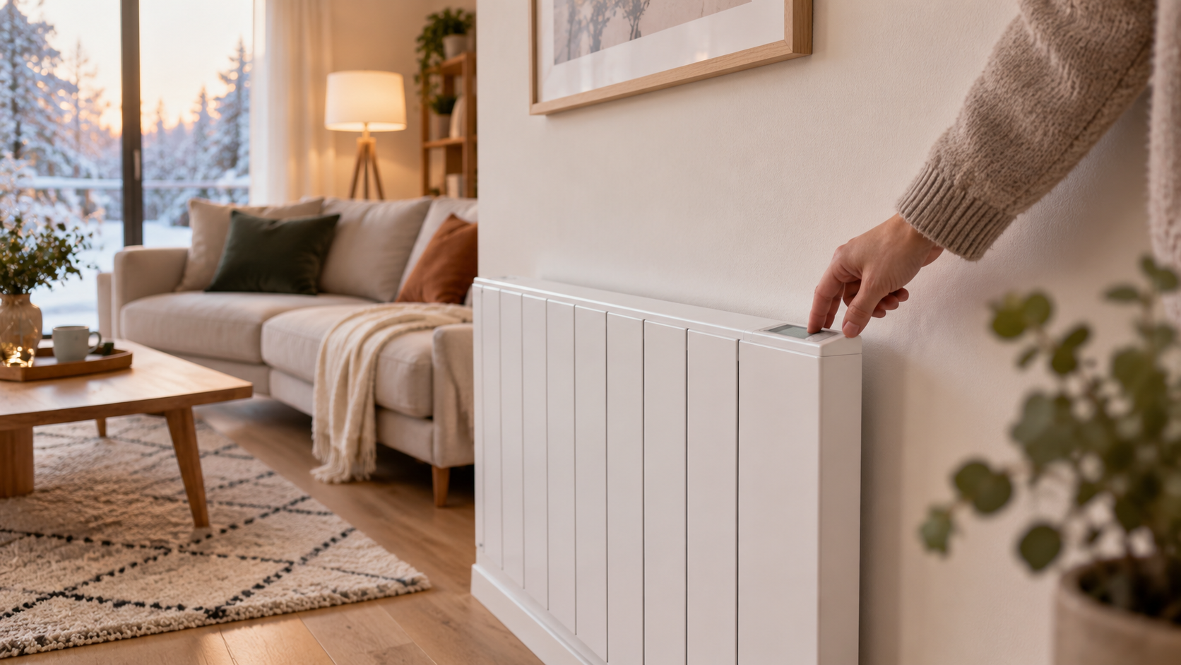 Radiateur électrique dans un salon, premier poste de consommation d'une maison