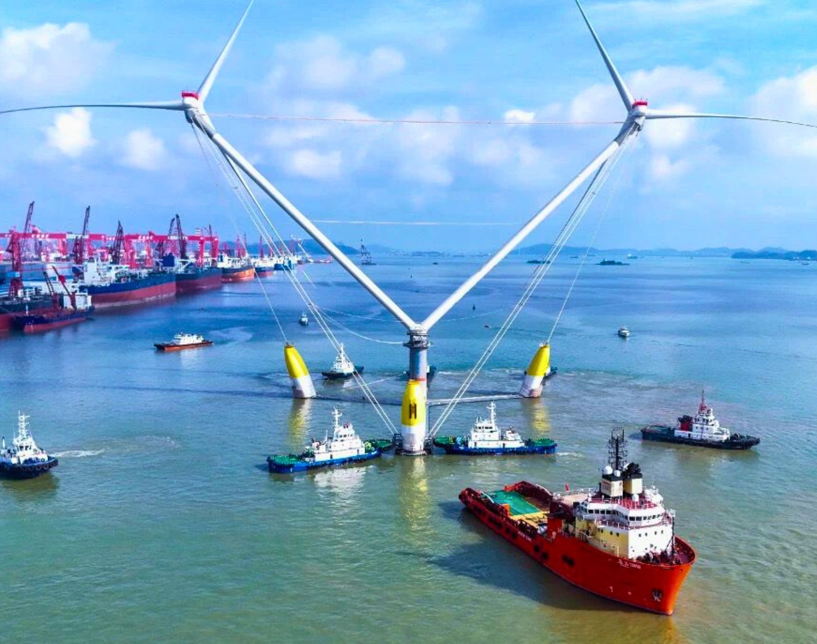 Une double éolienne flottante de 50 MW : rien n’arrête le gigantisme de la Chine